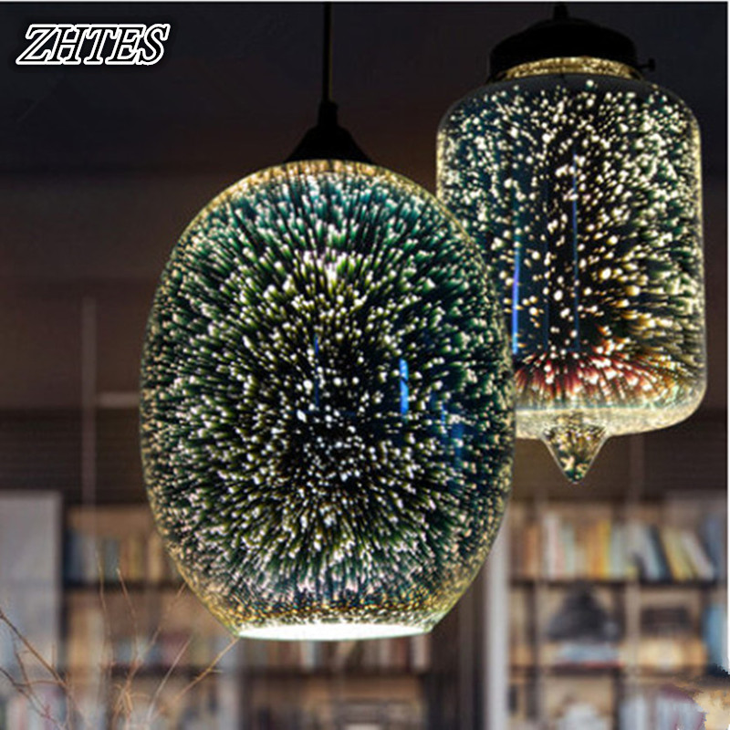  Ļ縦3D Ҳ     Ʈ  Ž ⱸ 110-240V/3D Fireworks Glass Pendant Light for Restaurant Dining Living Room Lighting Fixtures 110-240V